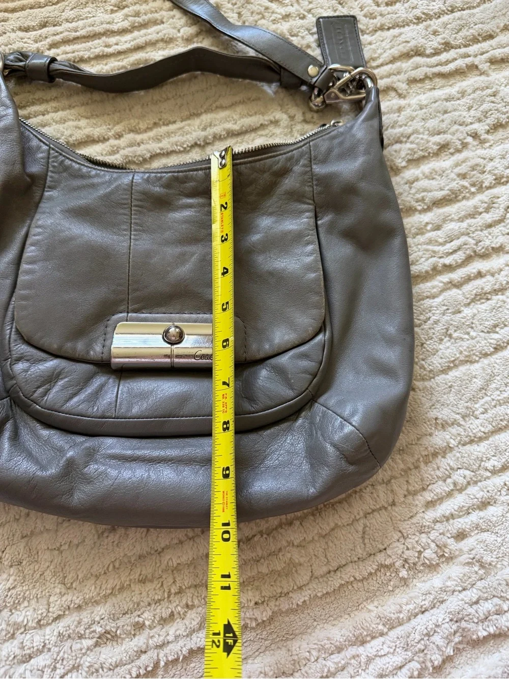 Coach Kristin Gray Leather Zipper Hobo Crossbody Shoulder Bag Style 16808 - Picture 8 of 11